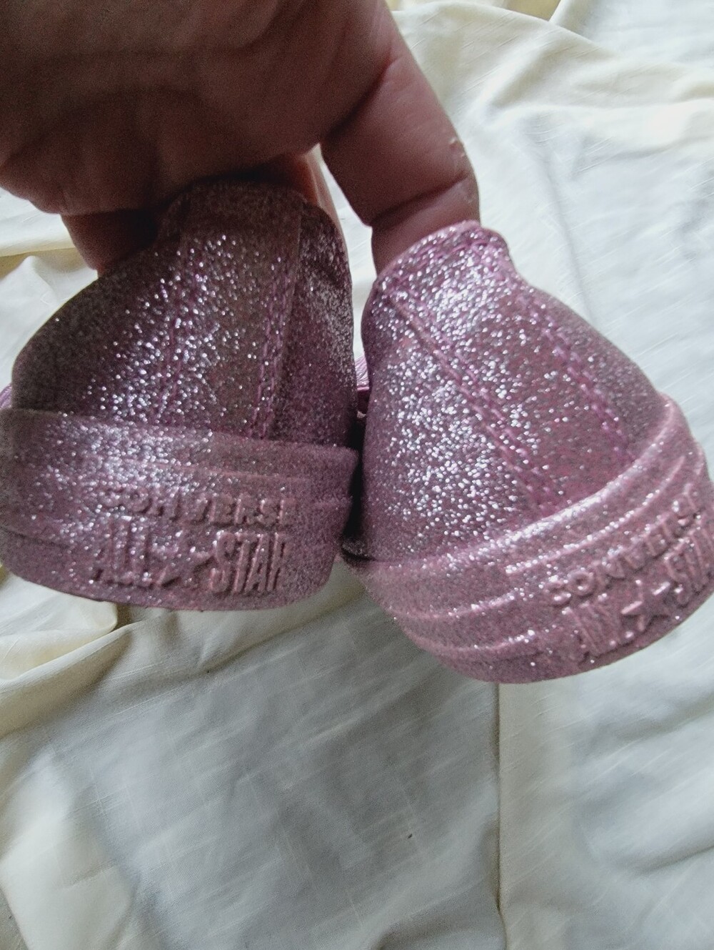 Converse Pink Glitter Low-Top Sneakers Chucks Kicks Nwob Pls See All Pics - Picture 11 of 14